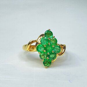 14K Gold Emerald Cluster Ring Size 7 Fine Jewelry 4g, size 7 JR1119